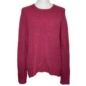 J Crew Waffle Sweater M Burgundy Red Soft Knit Crew Neck Long Sleeve Slouchy
